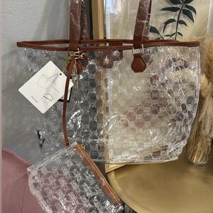 Clear and Brown Tote Bag